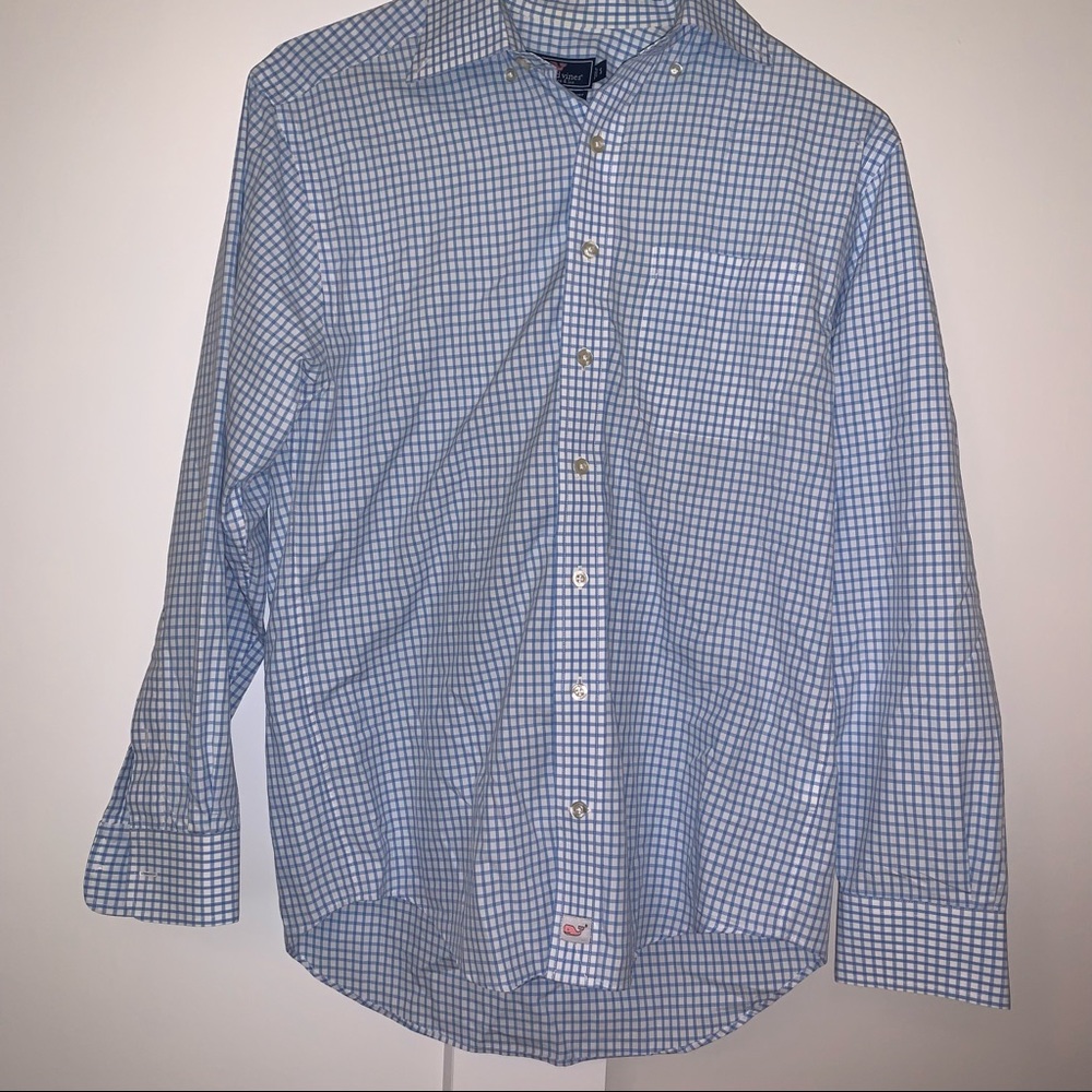 Men’s Light Blue Plaid Vineyard Vines Dress Shirt